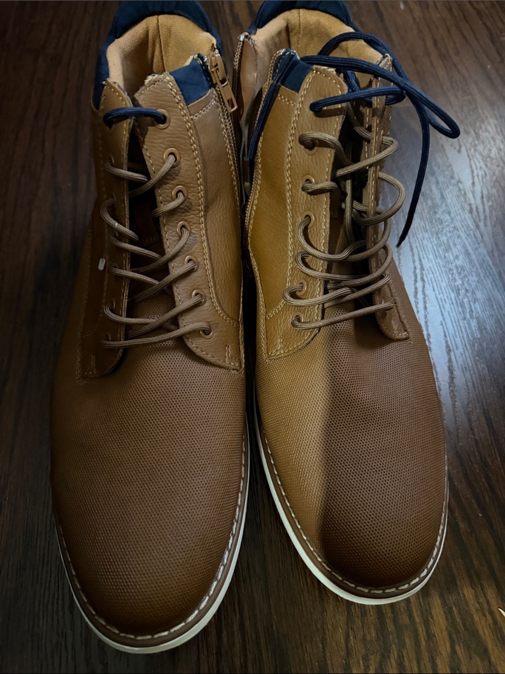 Aldo Tan and Navy Chukka Lace-Up Boots